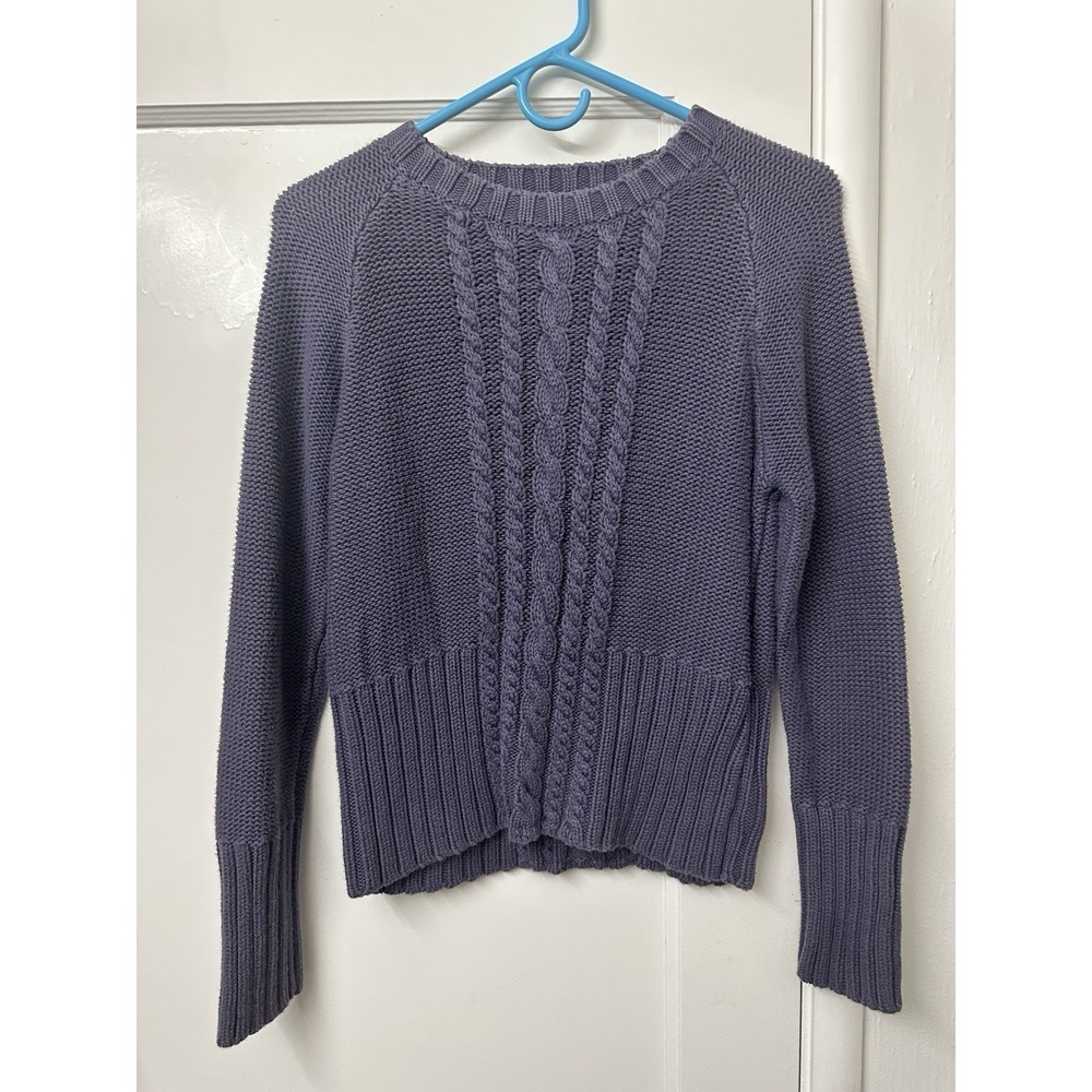 Vintage Purple Sweater Cable-Knit Crew Neck Cotton Eddie Bauer -‎ Small
